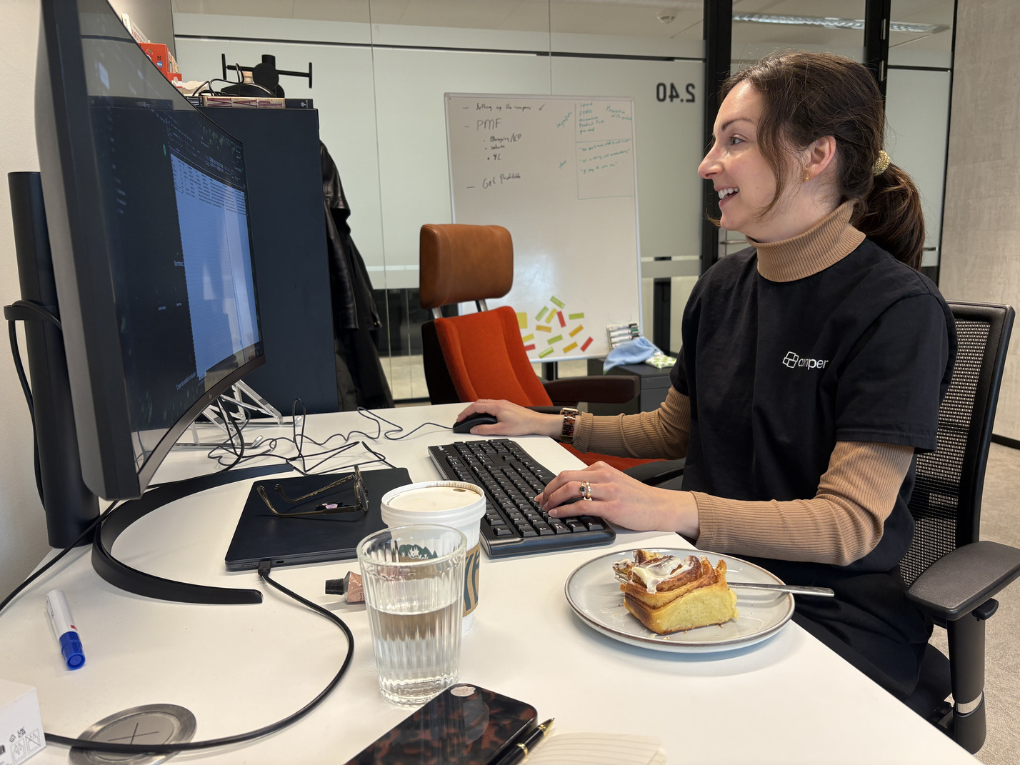 Amédée d'Aboville working at desk